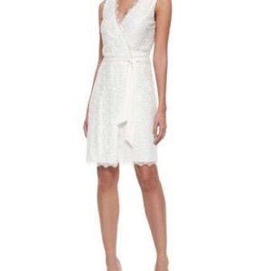 DVF Julianna Two Lace Wrap Dress in White Size 8